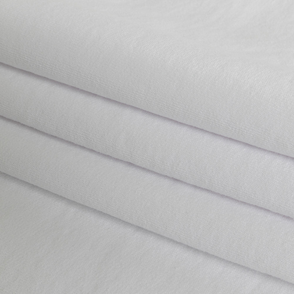 White Cotton Fleece Backed Jersey - Folded White Cotton Fleece Backed Jersey - Folded