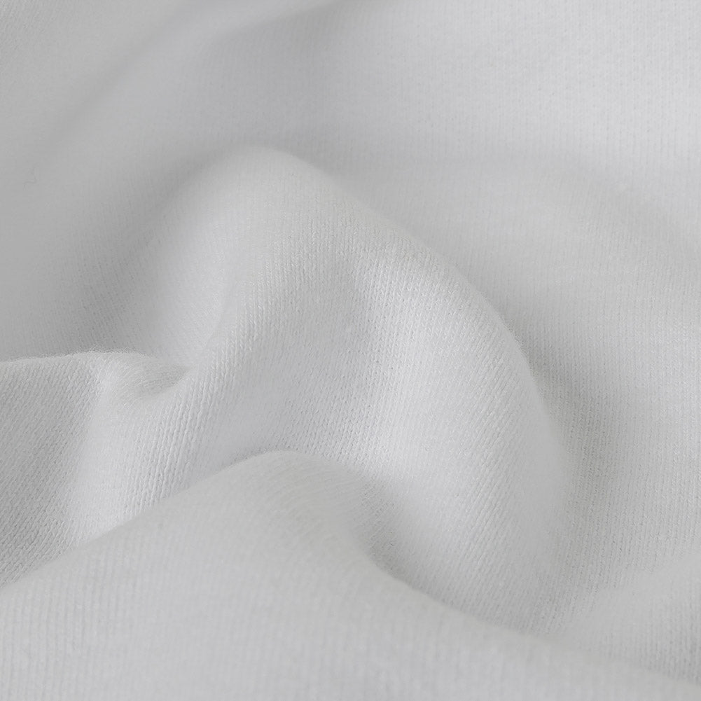White Cotton Fleece Backed Jersey - Detail White Cotton Fleece Backed Jersey - Detail