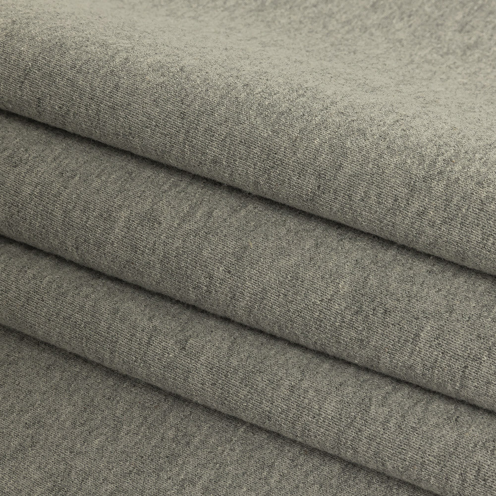 Cotton Fleece Backed Jersey - Heathered Gray and Ivory - Leida Collection Folded Cotton Fleece Backed Jersey - Heathered Gray and Ivory - Leida Collection Folded