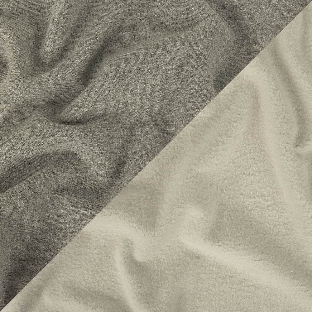 Cotton Fleece Backed Jersey - Heathered Gray and Ivory - Leida Collection Cotton Fleece Backed Jersey - Heathered Gray and Ivory - Leida Collection