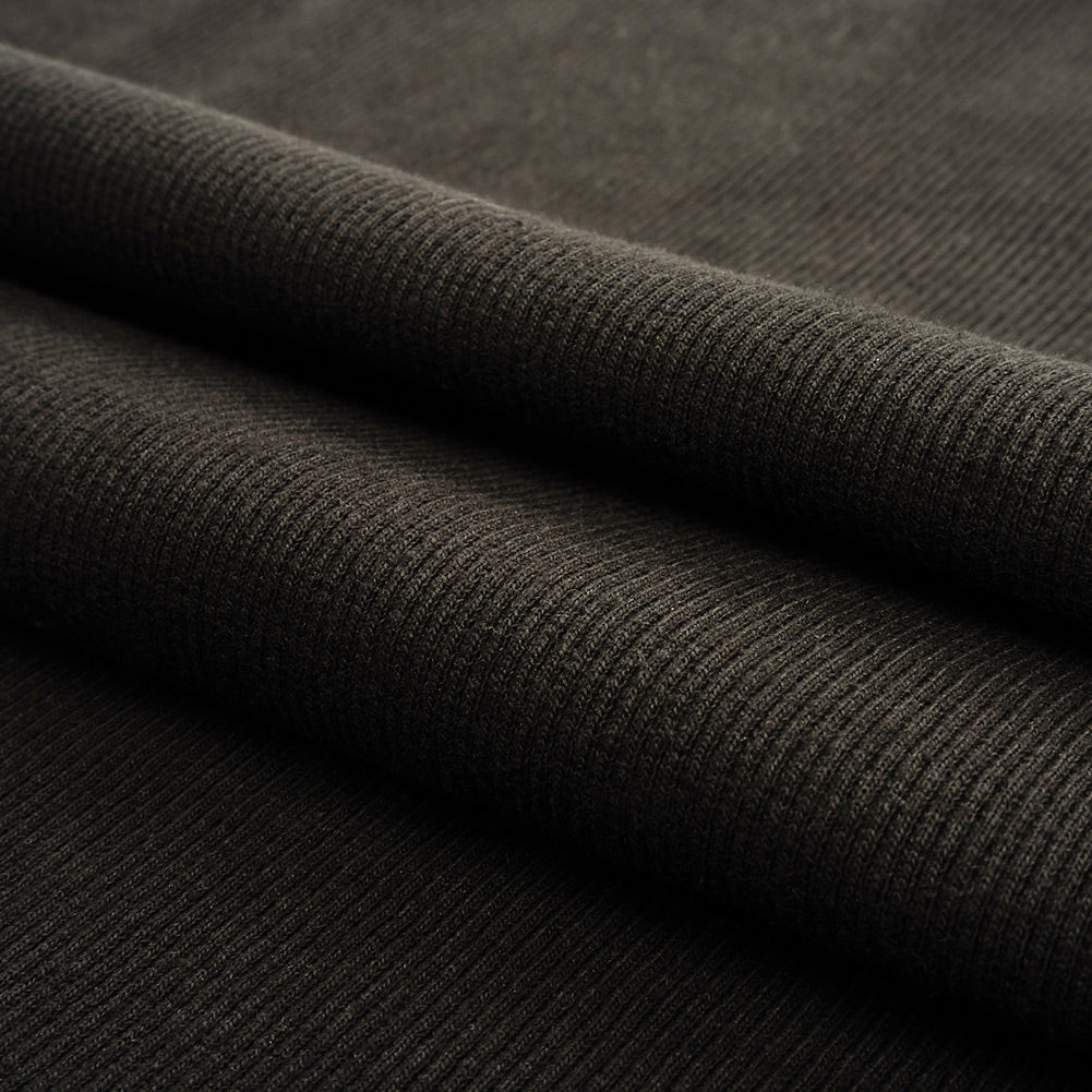 Cotton Tubular 2x2 Rib Knit - Black - Adile Collection Folded Cotton Tubular 2x2 Rib Knit - Black - Adile Collection Folded