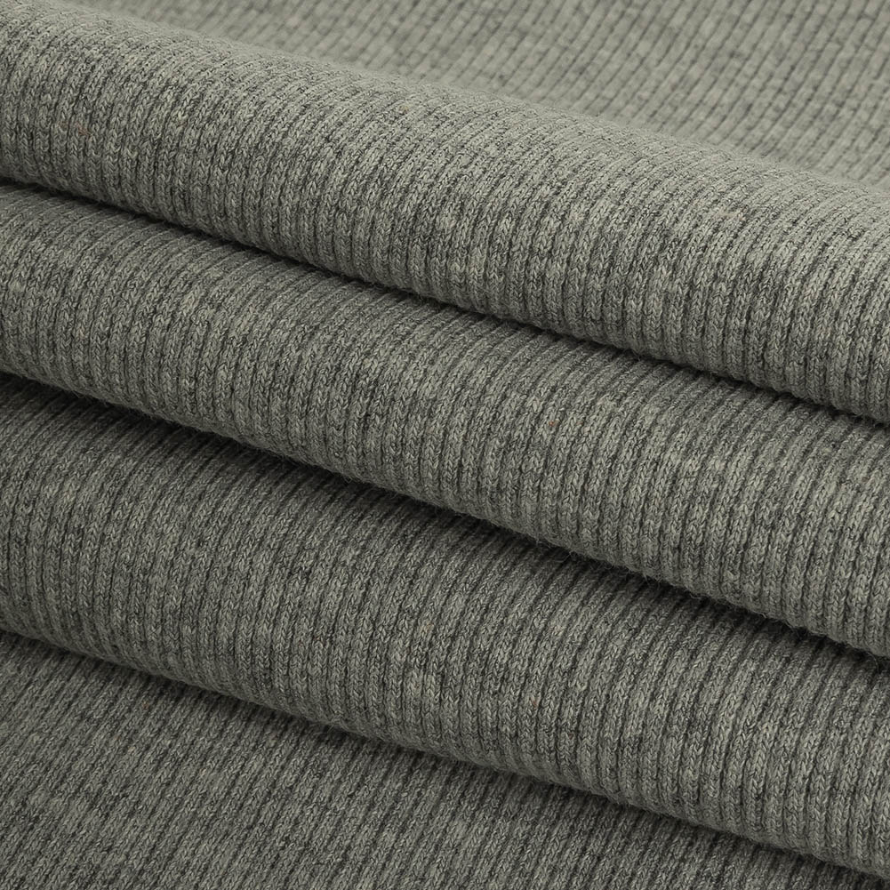 Heathered Gray Tubular Cotton 2x2 Rib Knit - Folded Heathered Gray Tubular Cotton 2x2 Rib Knit - Folded