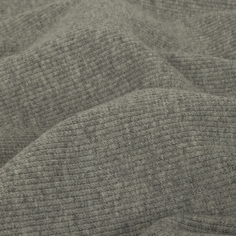 Heathered Gray Tubular Cotton 2x2 Rib Knit - Detail Heathered Gray Tubular Cotton 2x2 Rib Knit - Detail