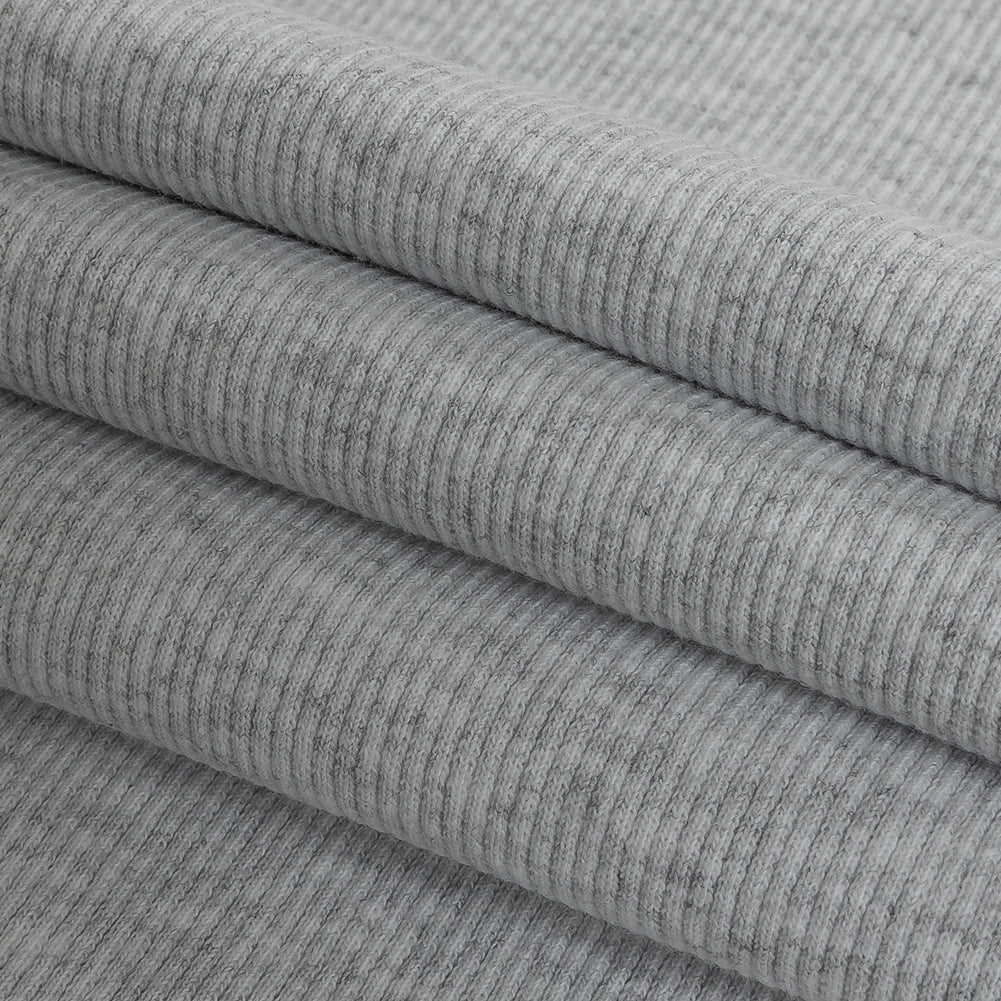Heathered Pale Gray Tubular Cotton 2x2 Rib Knit - Folded Heathered Pale Gray Tubular Cotton 2x2 Rib Knit - Folded