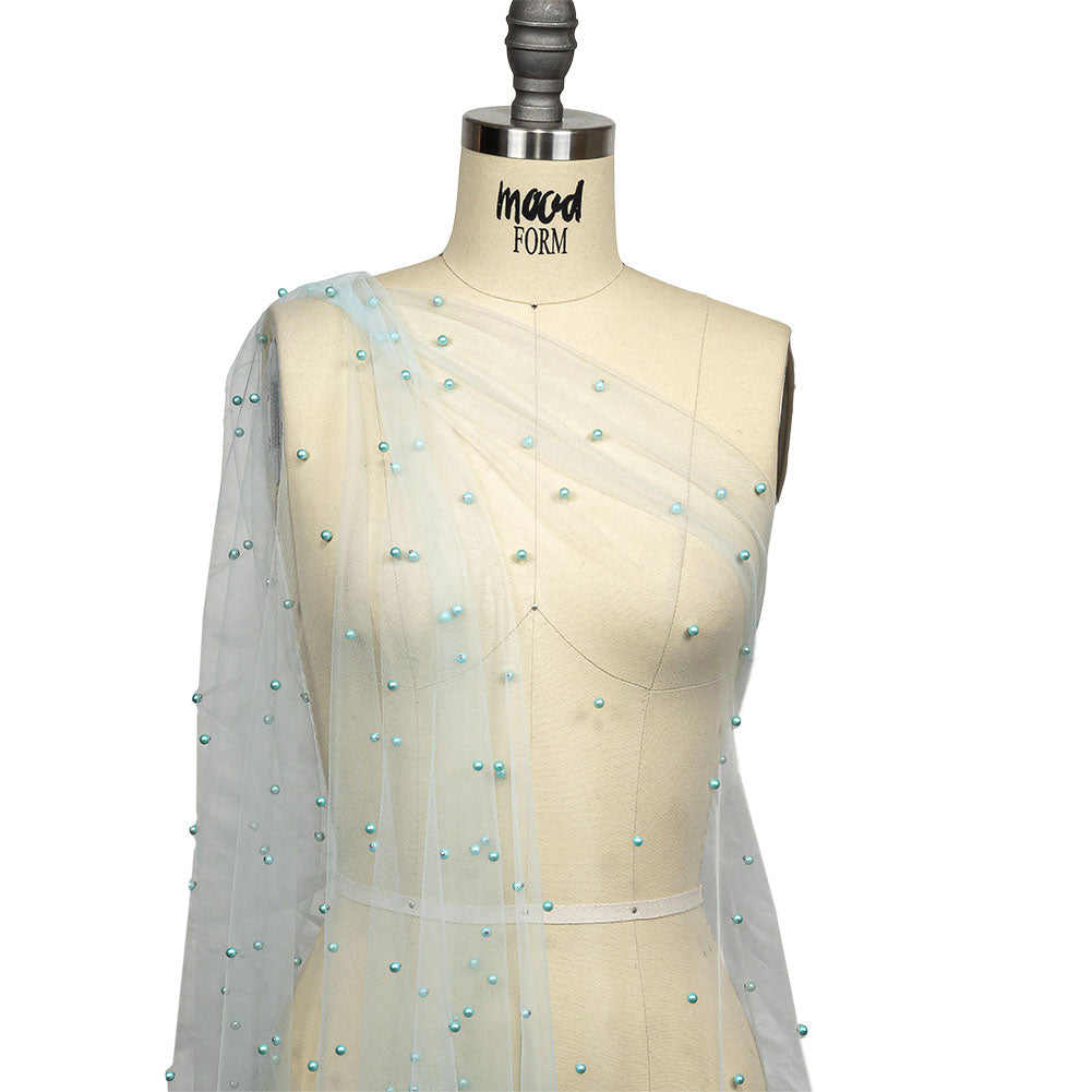 Sylvie Pale Blue Beaded Tulle - Detail Sylvie Pale Blue Beaded Tulle - Detail