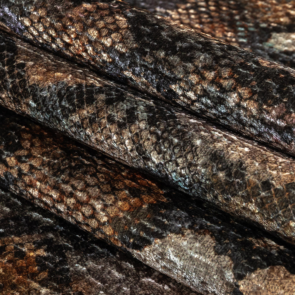 Goldeneye Snakeskin Diamond Textured Polyester Velvet - Folded Goldeneye Snakeskin Diamond Textured Polyester Velvet - Folded