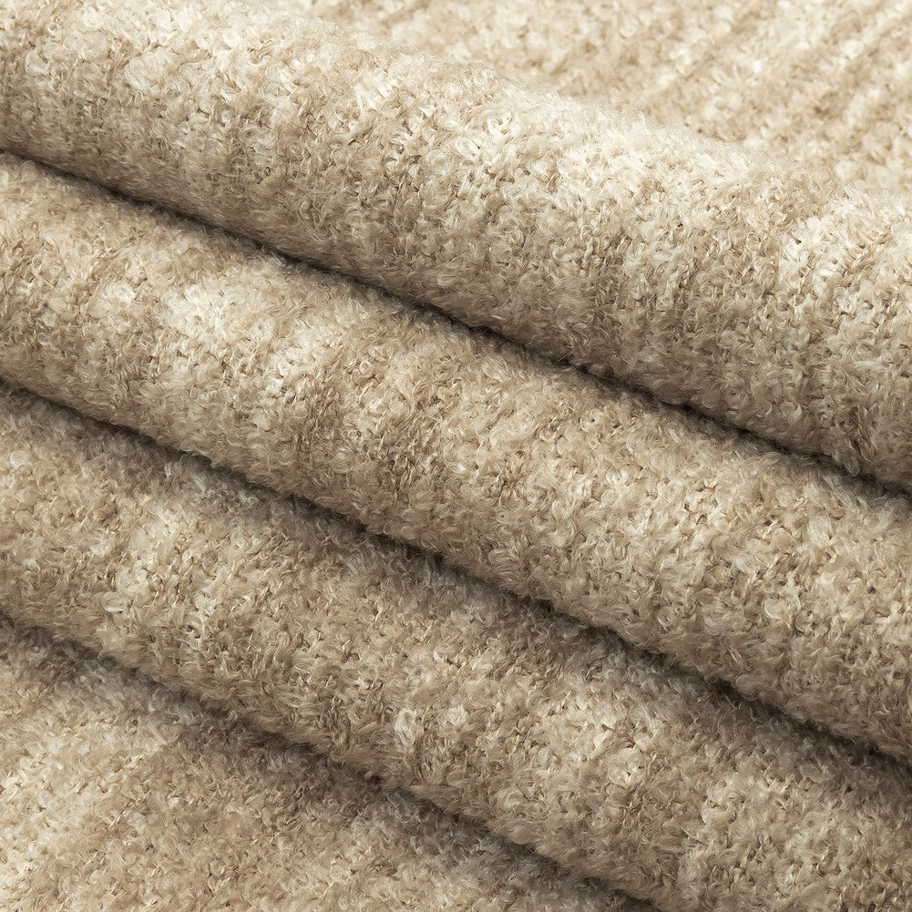 Mineral Striated Upholstery Boucle with Tan Woven Backing - Folded Mineral Striated Upholstery Boucle with Tan Woven Backing - Folded