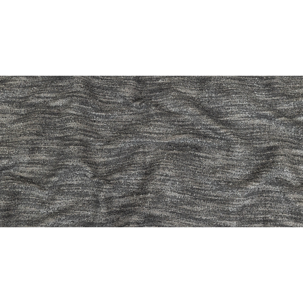 Graphite Striated Acrylic and Cotton Boucle with Tan Woven Backing Full Graphite Striated Acrylic and Cotton Boucle with Tan Woven Backing Full