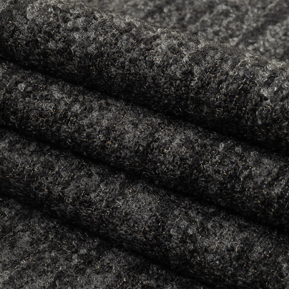 Onyx Striated Upholstery Boucle with Tan Woven Backing - Folded Onyx Striated Upholstery Boucle with Tan Woven Backing - Folded