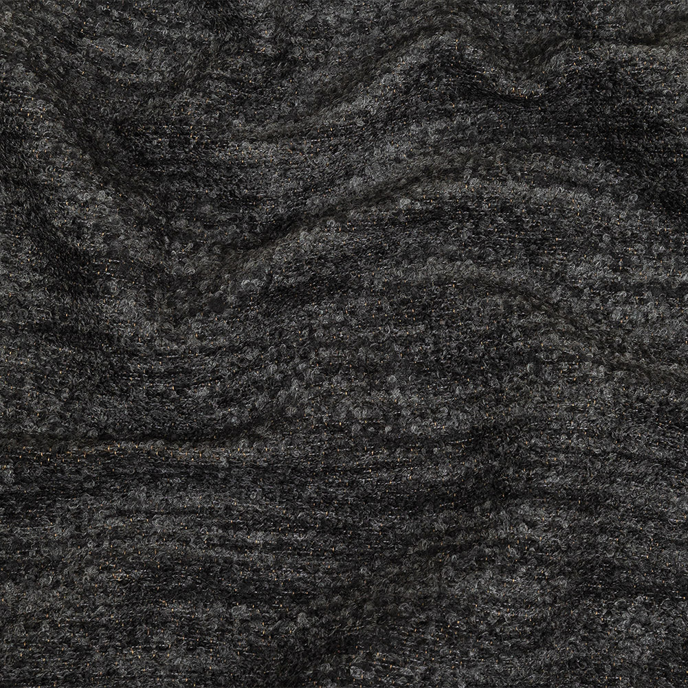 Onyx Striated Upholstery Boucle with Tan Woven Backing Onyx Striated Upholstery Boucle with Tan Woven Backing