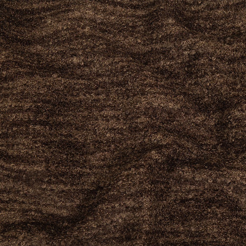Chocolate Striated Upholstery Boucle with Tan Woven Backing Chocolate Striated Upholstery Boucle with Tan Woven Backing