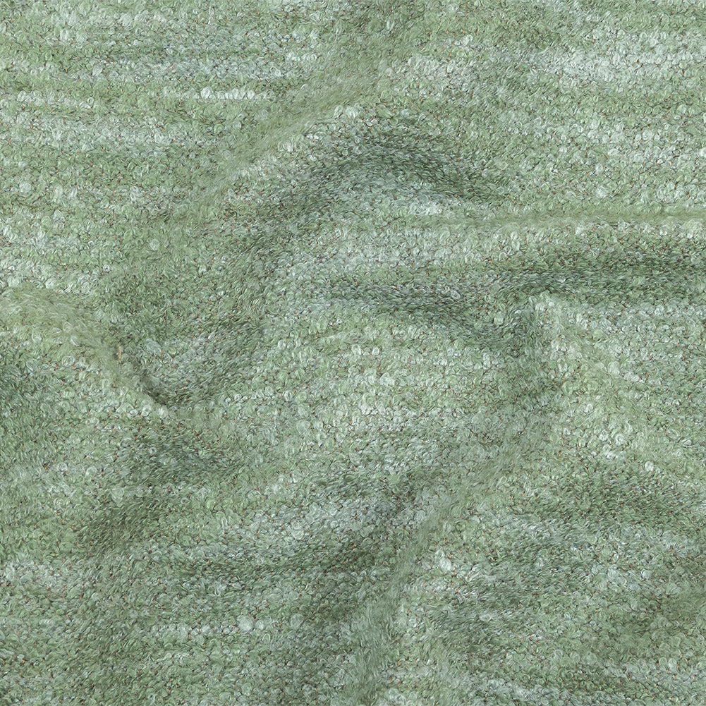 Seaglass Striated Acrylic and Cotton Boucle with Tan Woven Backing Seaglass Striated Acrylic and Cotton Boucle with Tan Woven Backing