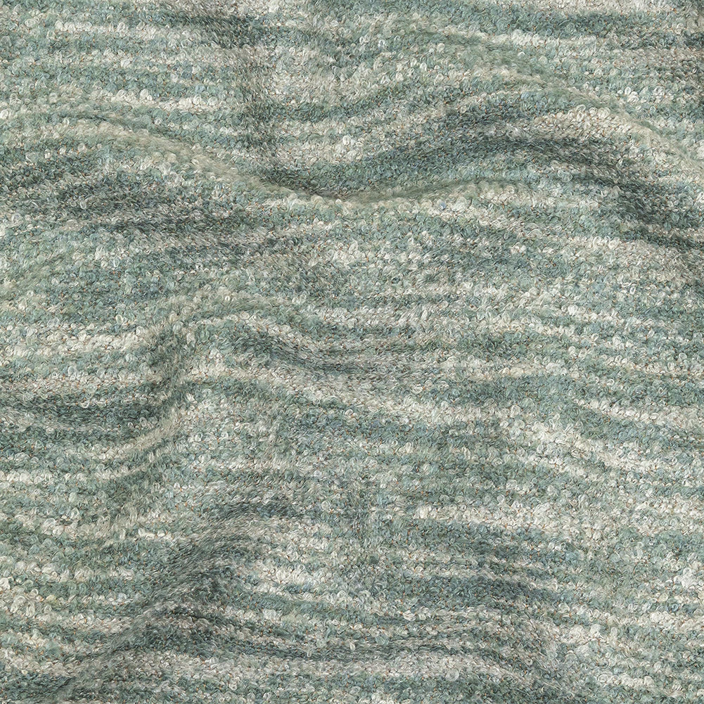Haze Striated Acrylic and Cotton Boucle with Tan Woven Backing Haze Striated Acrylic and Cotton Boucle with Tan Woven Backing