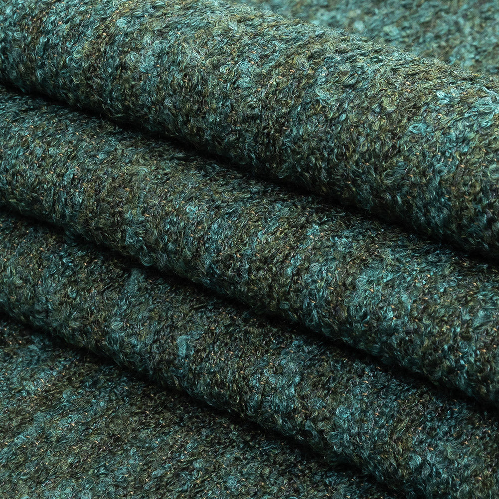 Marine Striated Acrylic and Cotton Boucle with Tan Woven Backing - Folded Marine Striated Acrylic and Cotton Boucle with Tan Woven Backing - Folded