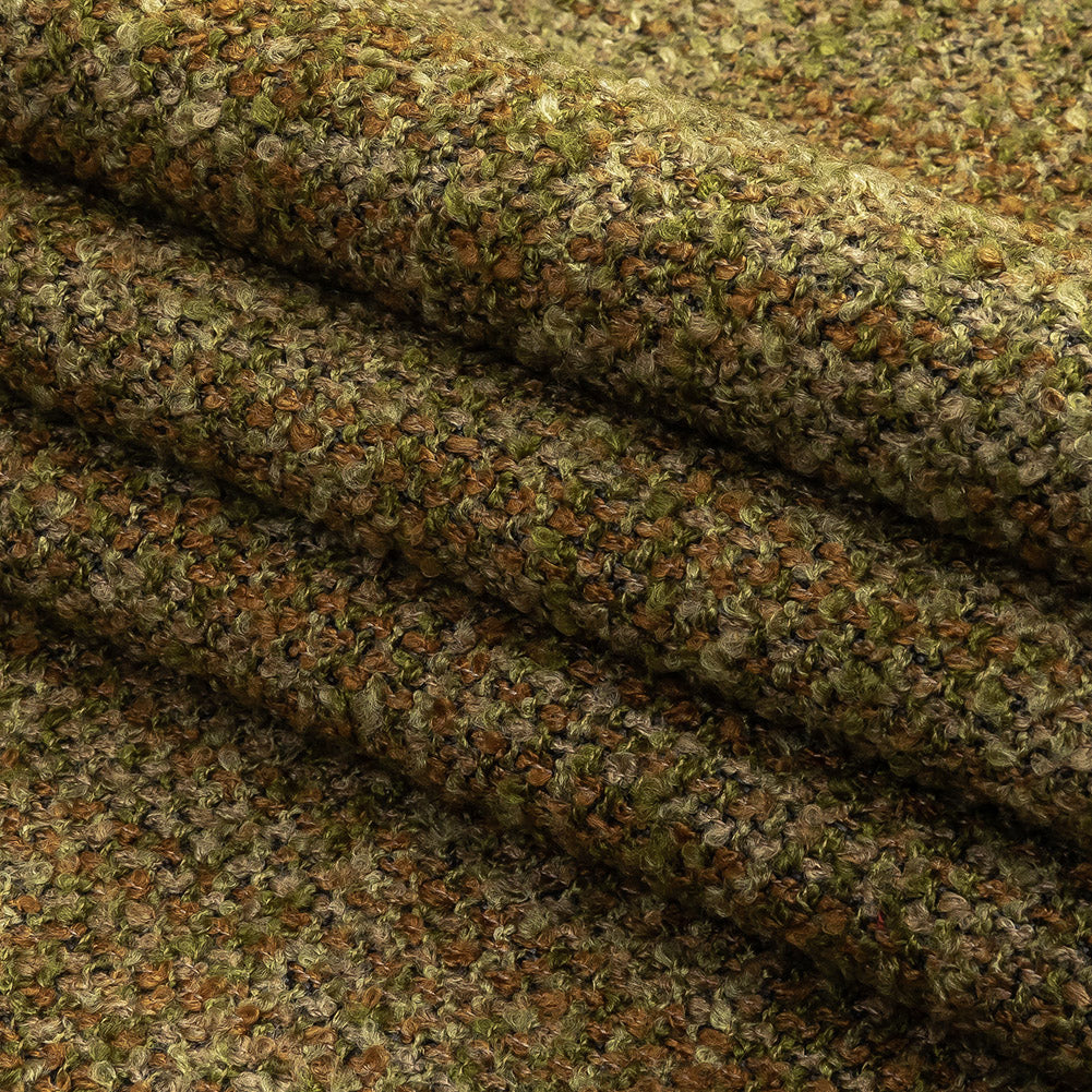 Moss Tweedy Acrylic and Cotton Boucle - Folded Moss Tweedy Acrylic and Cotton Boucle - Folded