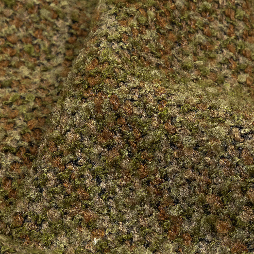 Moss Tweedy Acrylic and Cotton Boucle - Detail Moss Tweedy Acrylic and Cotton Boucle - Detail