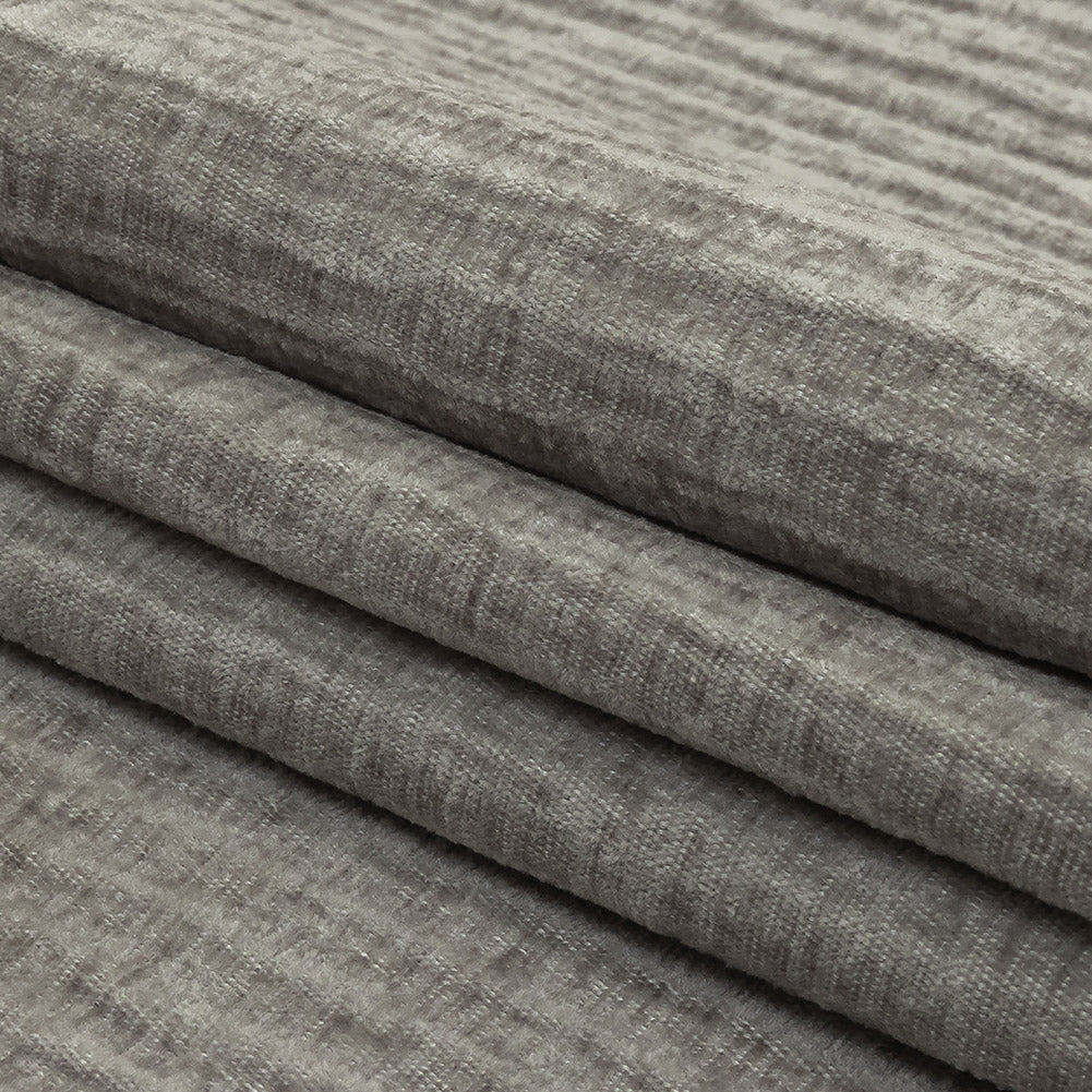 Dove Ribbed Polyester Chenille Woven - Folded