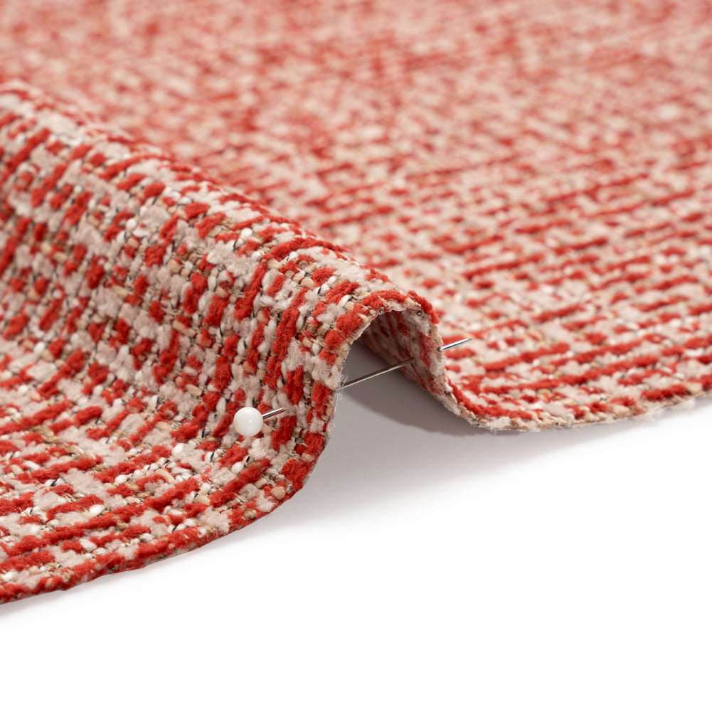 Crypton Ruby and Beige Tweed Polyester Upholstery Chenille Detail Crypton Ruby and Beige Tweed Polyester Upholstery Chenille Detail