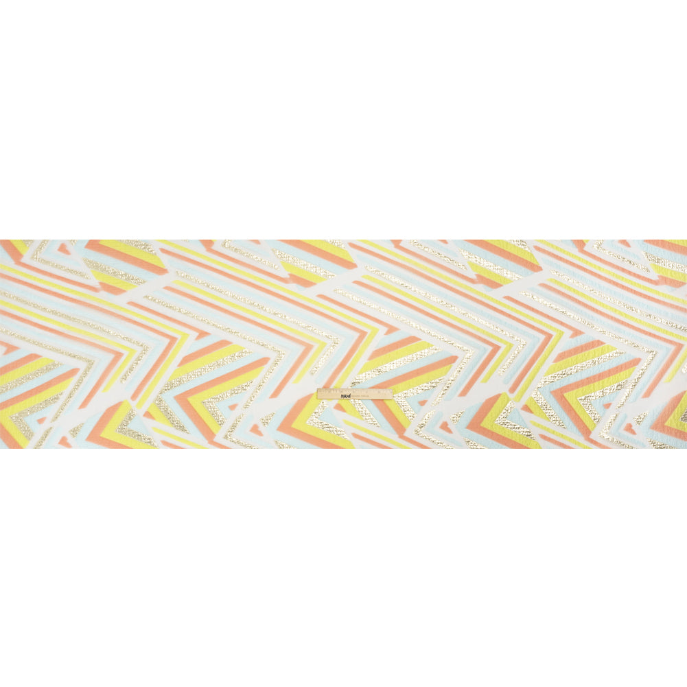 Metallic Gold, Coral and Lime Chevrons and Arrows Luxury Burnout Brocade Drape Metallic Gold, Coral and Lime Chevrons and Arrows Luxury Burnout Brocade Drape