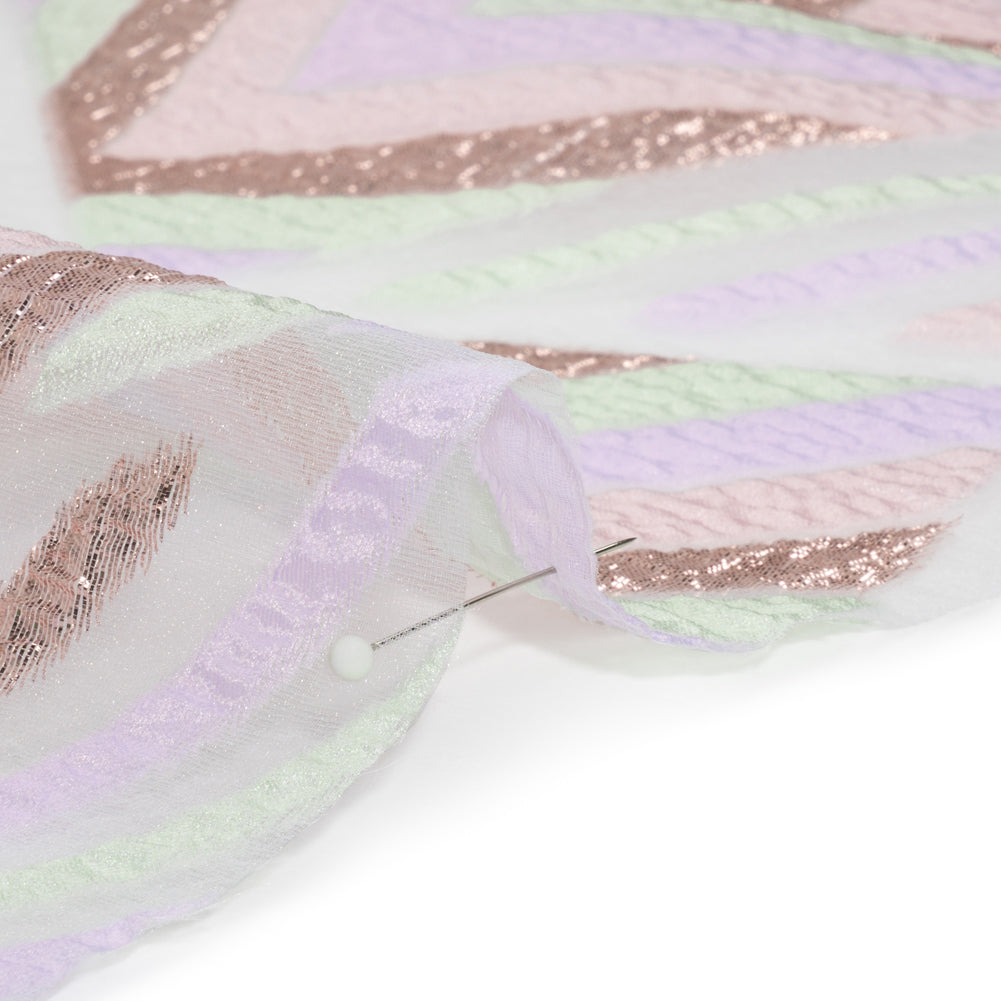 Metallic Rose Gold, Lavender and Mint Chevrons and Arrows Luxury Burnout Brocade - Folded Metallic Rose Gold, Lavender and Mint Chevrons and Arrows Luxury Burnout Brocade - Folded