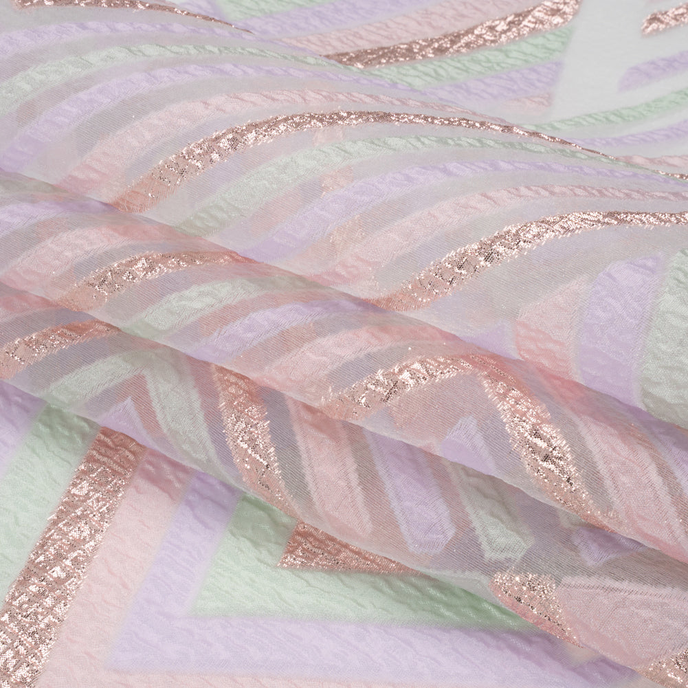 Metallic Rose Gold, Lavender and Mint Chevrons and Arrows Luxury Burnout Brocade - Full Metallic Rose Gold, Lavender and Mint Chevrons and Arrows Luxury Burnout Brocade - Full