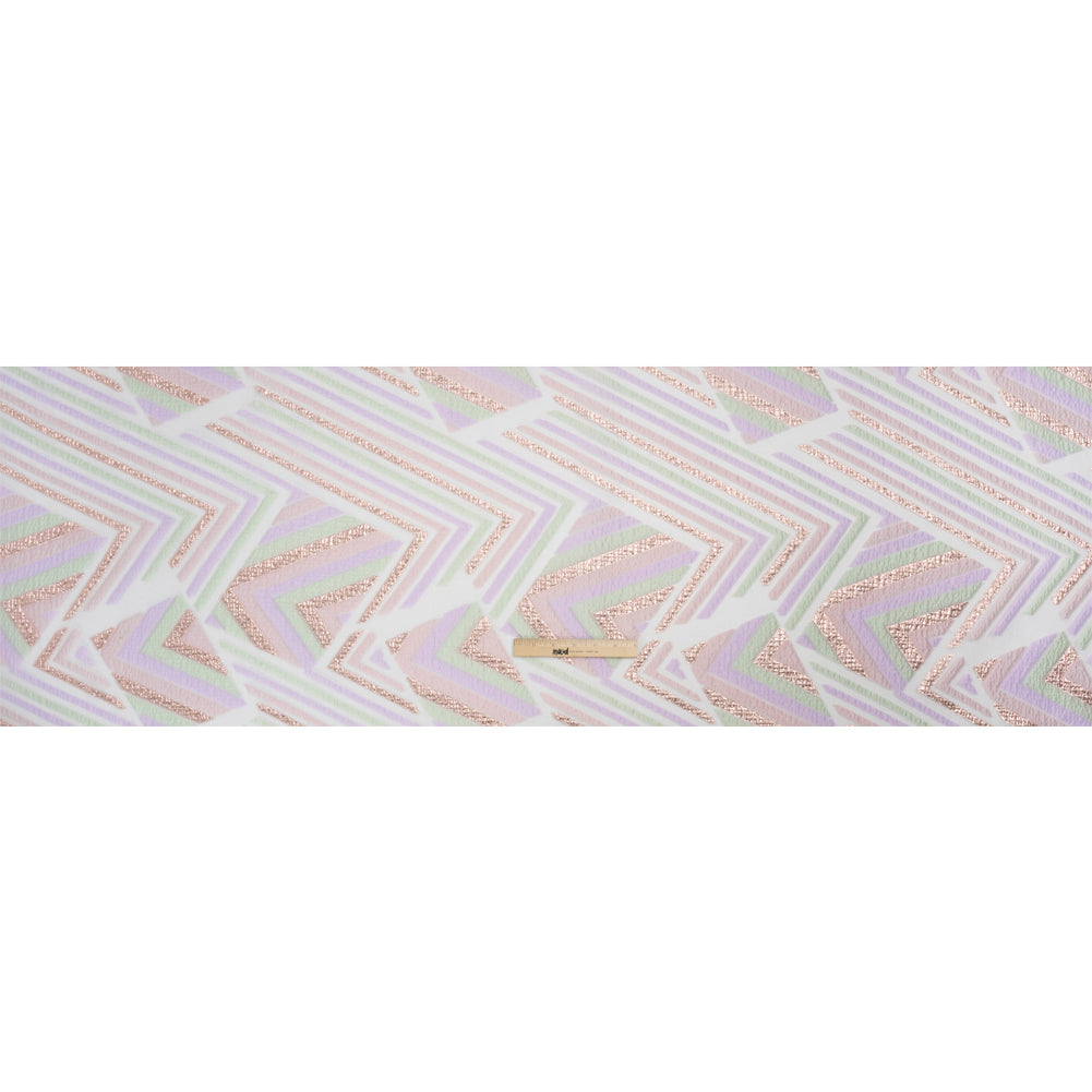 Metallic Rose Gold, Lavender and Mint Chevrons and Arrows Luxury Burnout Brocade - Drape Metallic Rose Gold, Lavender and Mint Chevrons and Arrows Luxury Burnout Brocade - Drape