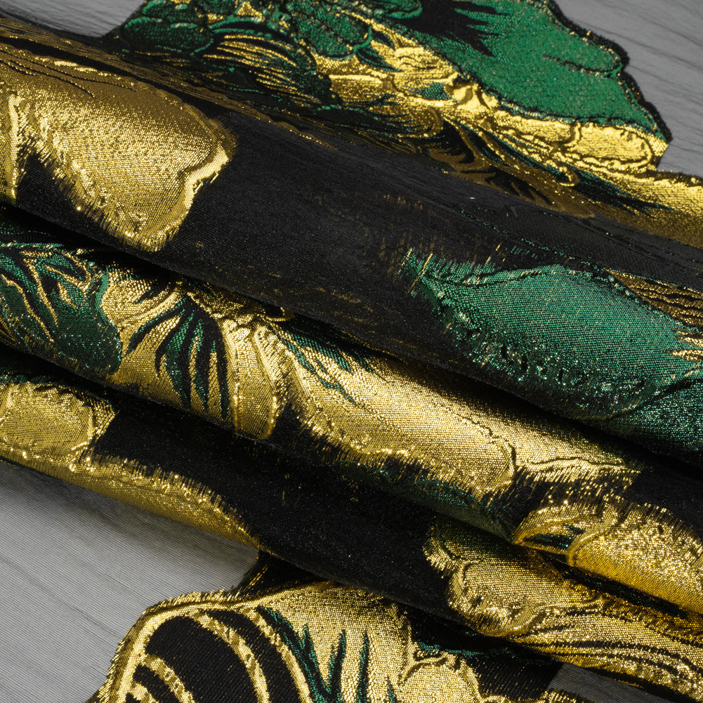 Metallic Forest, Gold and Black Fantastic Flowers Luxury Burnout Brocade - Full Metallic Forest, Gold and Black Fantastic Flowers Luxury Burnout Brocade - Full