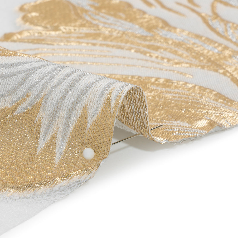 Metallic Gold, Silver and White Fantastic Flowers Luxury Burnout Brocade - Folded Metallic Gold, Silver and White Fantastic Flowers Luxury Burnout Brocade - Folded