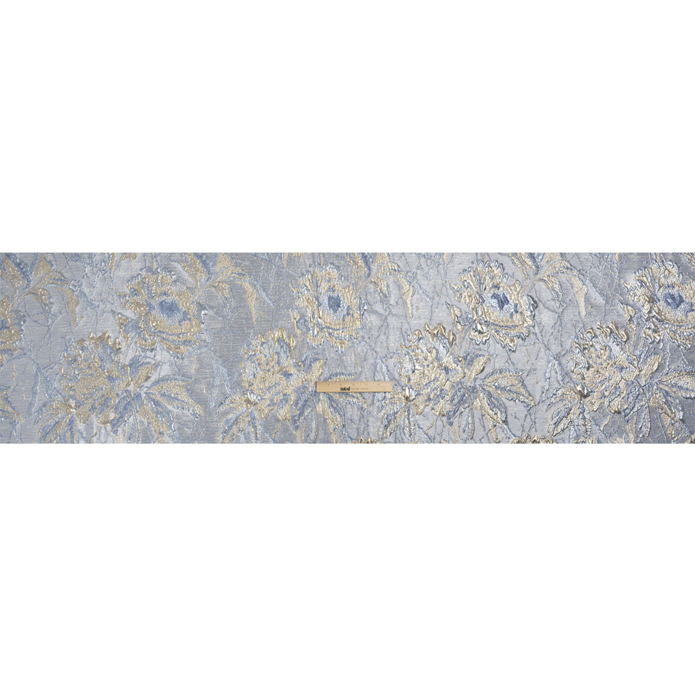 Metallic Gold, Blue and Gray Radiant Roses Luxury Brocade Drape Metallic Gold, Blue and Gray Radiant Roses Luxury Brocade Drape