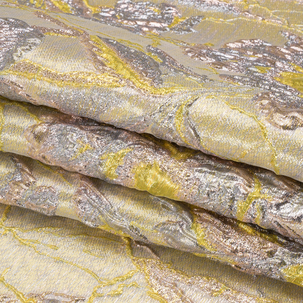 Metallic Pale Blue, Yellow and Rose Gold Radiant Roses Luxury Brocade Full Metallic Pale Blue, Yellow and Rose Gold Radiant Roses Luxury Brocade Full