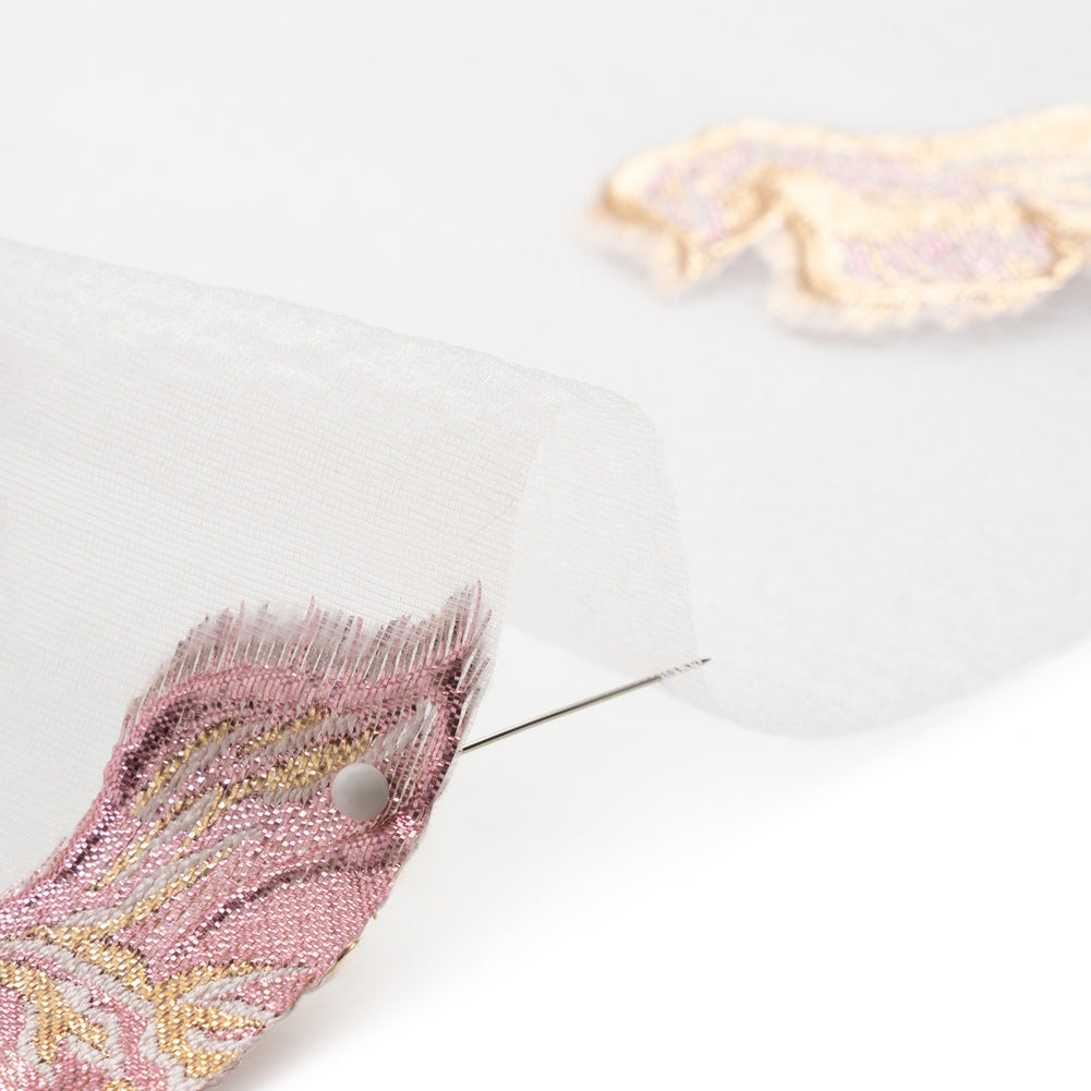 Metallic Pink, Gold and White Floral Luxury Burnout Brocade Panel - Folded Metallic Pink, Gold and White Floral Luxury Burnout Brocade Panel - Folded