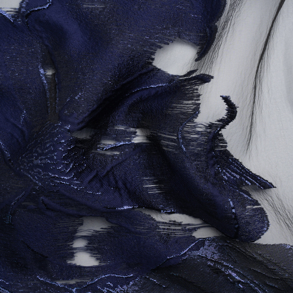 Metallic Navy Big Florals Luxury Burnout Brocade Metallic Navy Big Florals Luxury Burnout Brocade