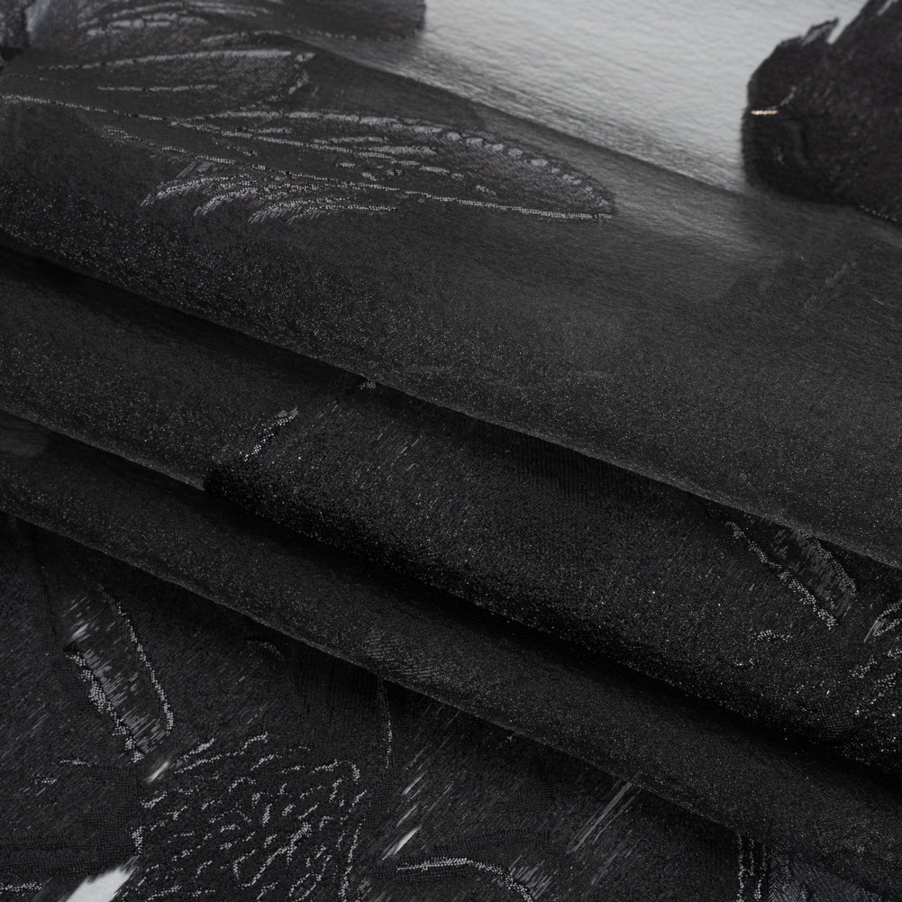 Metallic Black Big Florals Luxury Burnout Brocade Full Metallic Black Big Florals Luxury Burnout Brocade Full