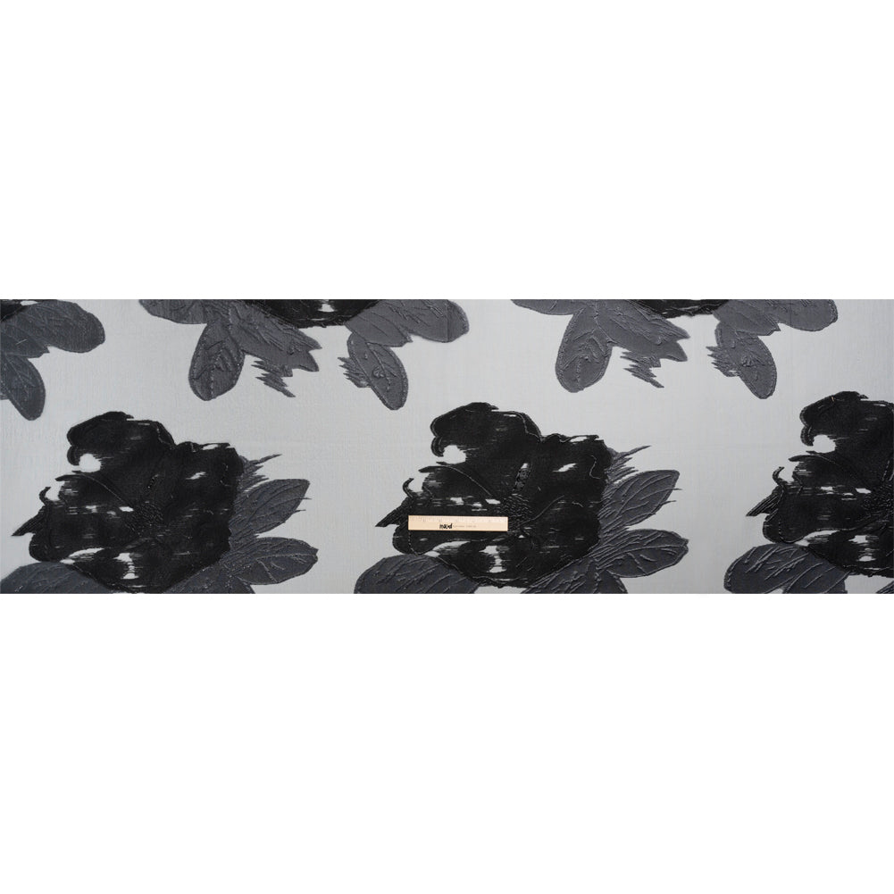 Metallic Black Big Florals Luxury Burnout Brocade Drape Metallic Black Big Florals Luxury Burnout Brocade Drape