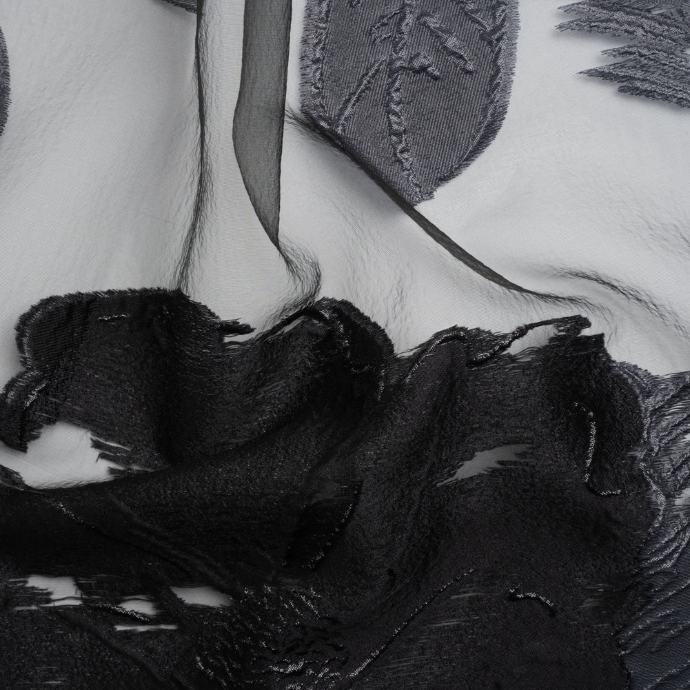 Metallic Black Big Florals Luxury Burnout Brocade Metallic Black Big Florals Luxury Burnout Brocade