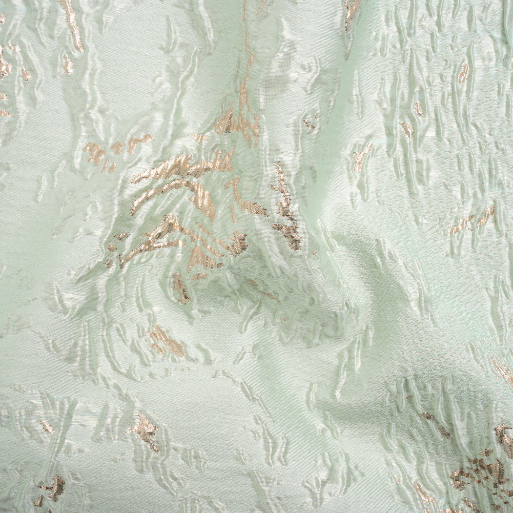 Metallic Gold and Mint Crackled Abstract Luxury Brocade Metallic Gold and Mint Crackled Abstract Luxury Brocade