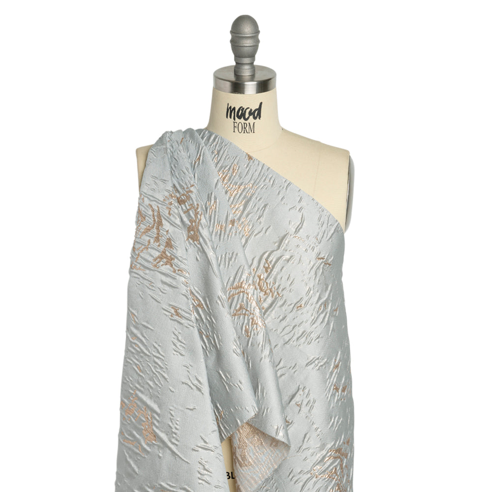 Metallic Gold and Baby Blue Crackled Abstract Luxury Brocade - Detail Metallic Gold and Baby Blue Crackled Abstract Luxury Brocade - Detail