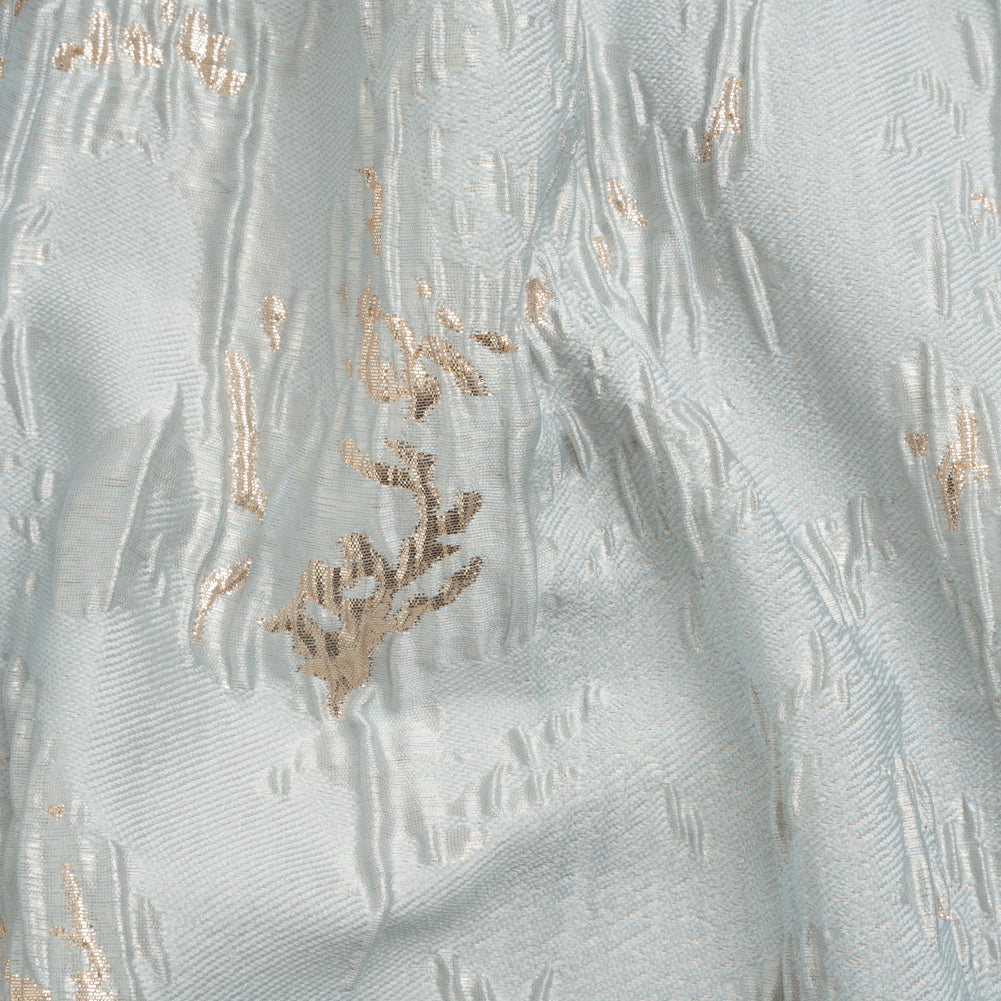 Metallic Gold and Baby Blue Crackled Abstract Luxury Brocade Metallic Gold and Baby Blue Crackled Abstract Luxury Brocade