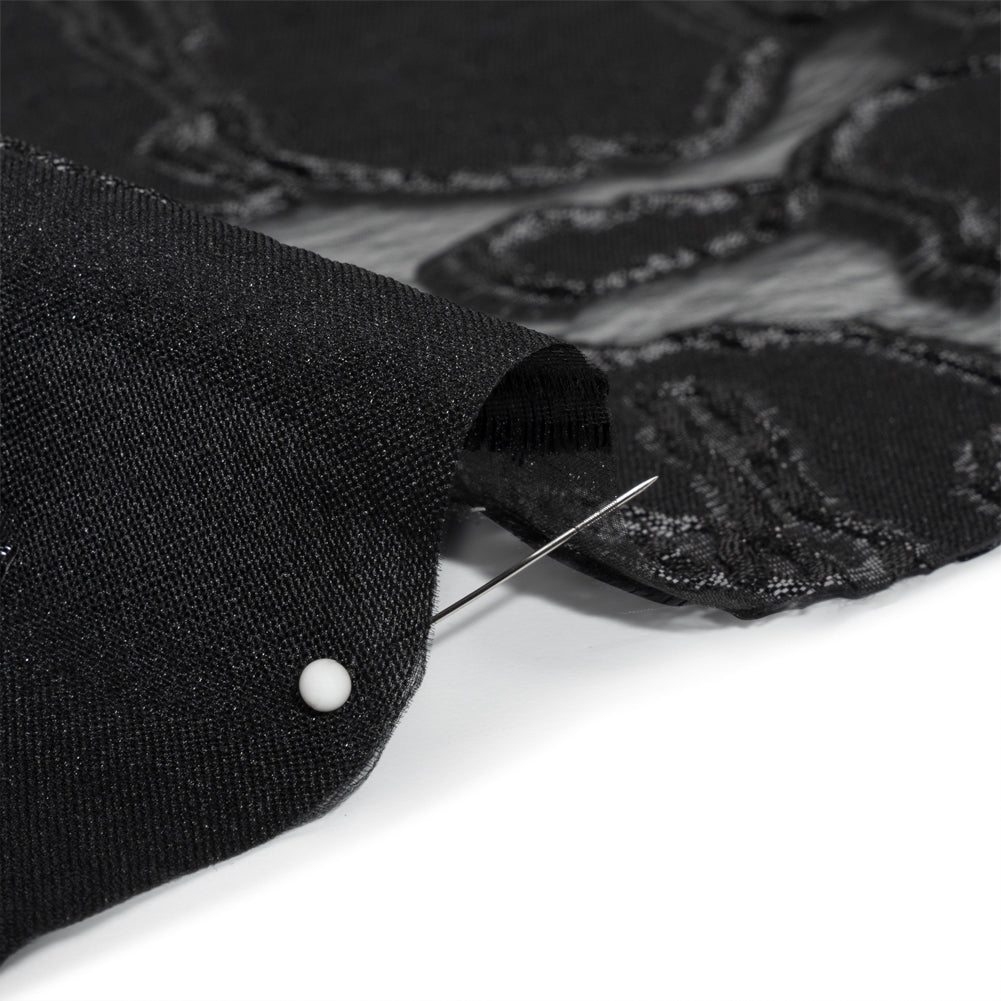 Metallic Black Abstract Embers Luxury Burnout Brocade - Folded Metallic Black Abstract Embers Luxury Burnout Brocade - Folded