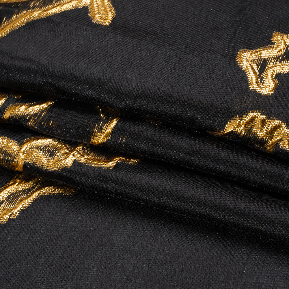 Metallic Gold and Black Abstract Embers Luxury Burnout Brocade Full Metallic Gold and Black Abstract Embers Luxury Burnout Brocade Full