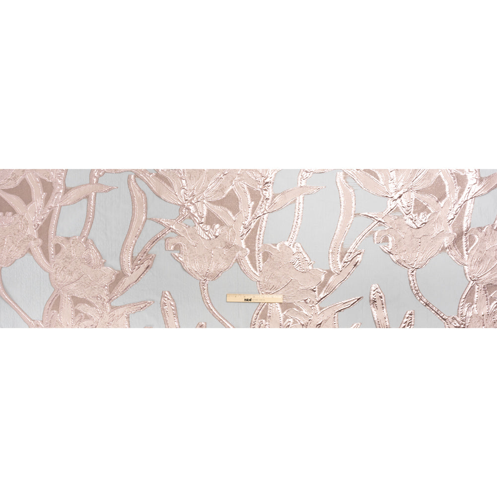 Metallic Rose Gold and Black Twirling Tulips Luxury Burnout Brocade - Drape Metallic Rose Gold and Black Twirling Tulips Luxury Burnout Brocade - Drape