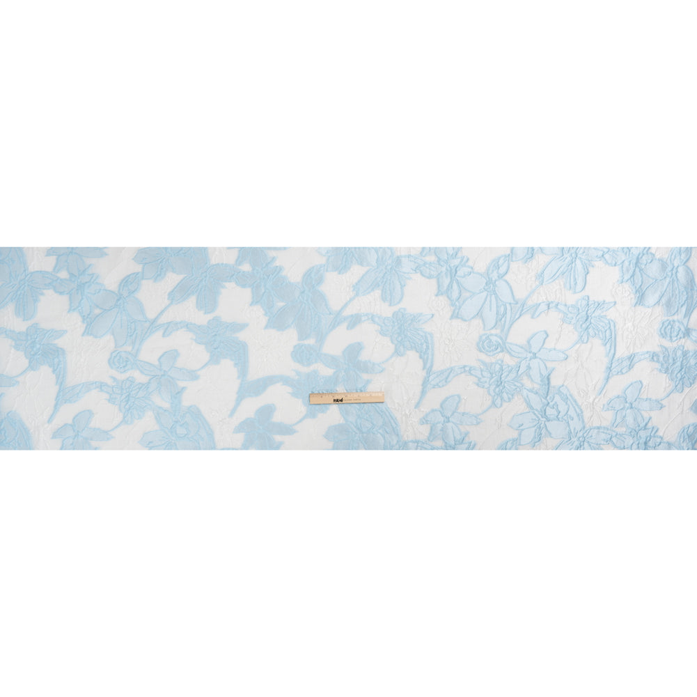 Baby Blue and Cream Floral Sheer Luxury Brocade - Drape Baby Blue and Cream Floral Sheer Luxury Brocade - Drape
