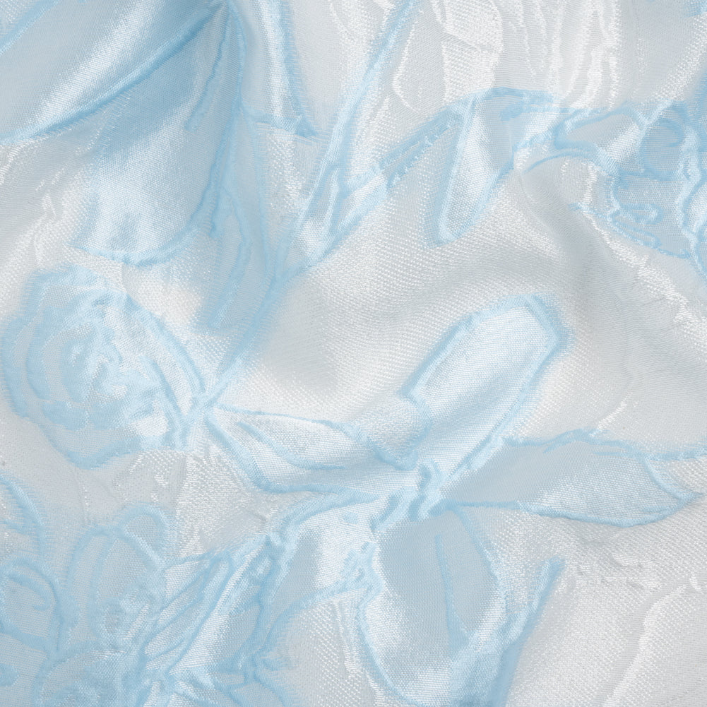 Baby Blue and Cream Floral Sheer Luxury Brocade Baby Blue and Cream Floral Sheer Luxury Brocade