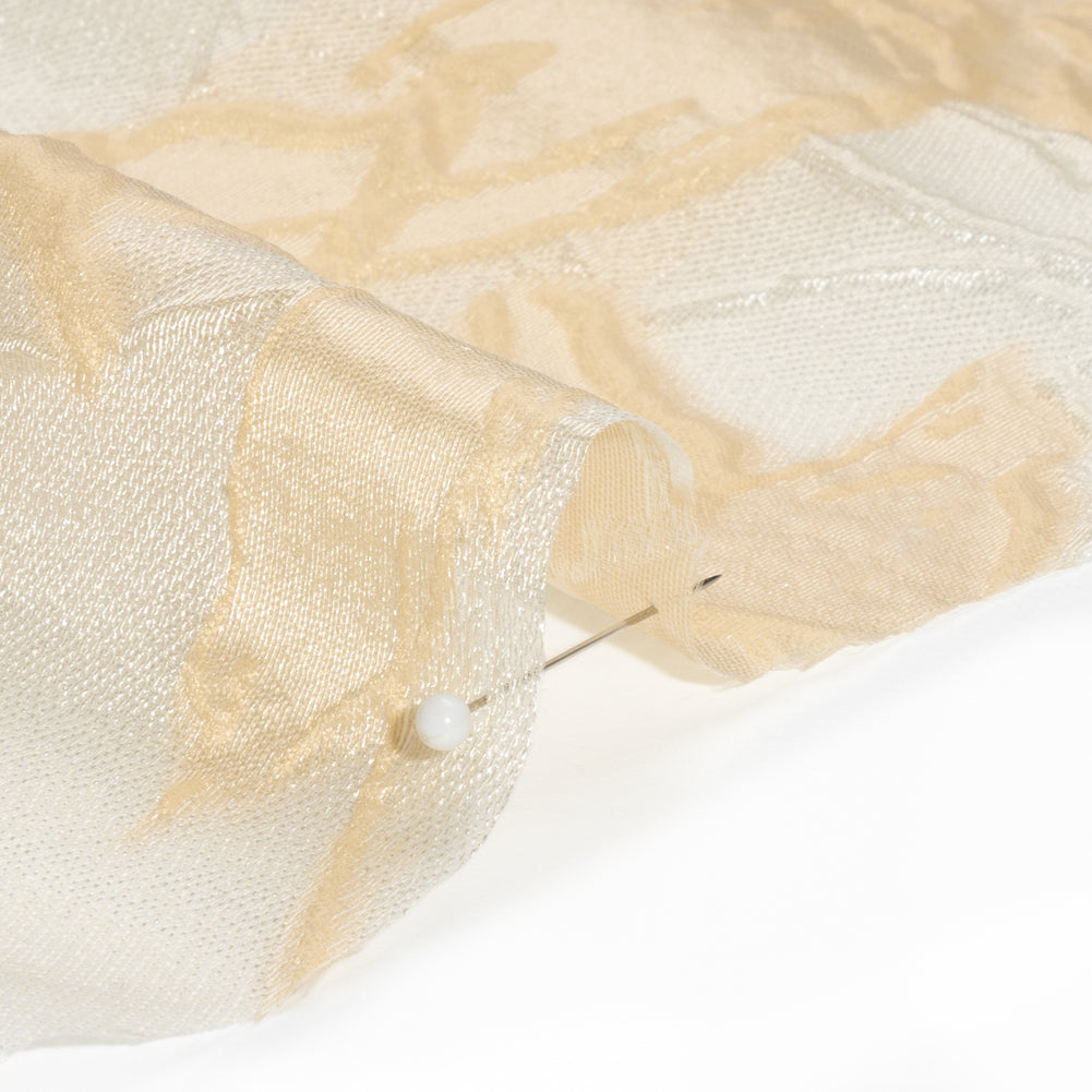 Beige and Cream Floral Sheer Luxury Brocade - Folded Beige and Cream Floral Sheer Luxury Brocade - Folded