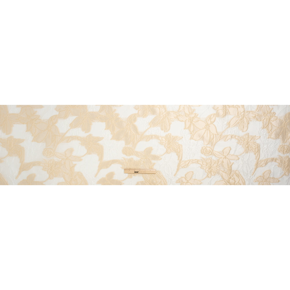 Beige and Cream Floral Sheer Luxury Brocade - Drape Beige and Cream Floral Sheer Luxury Brocade - Drape