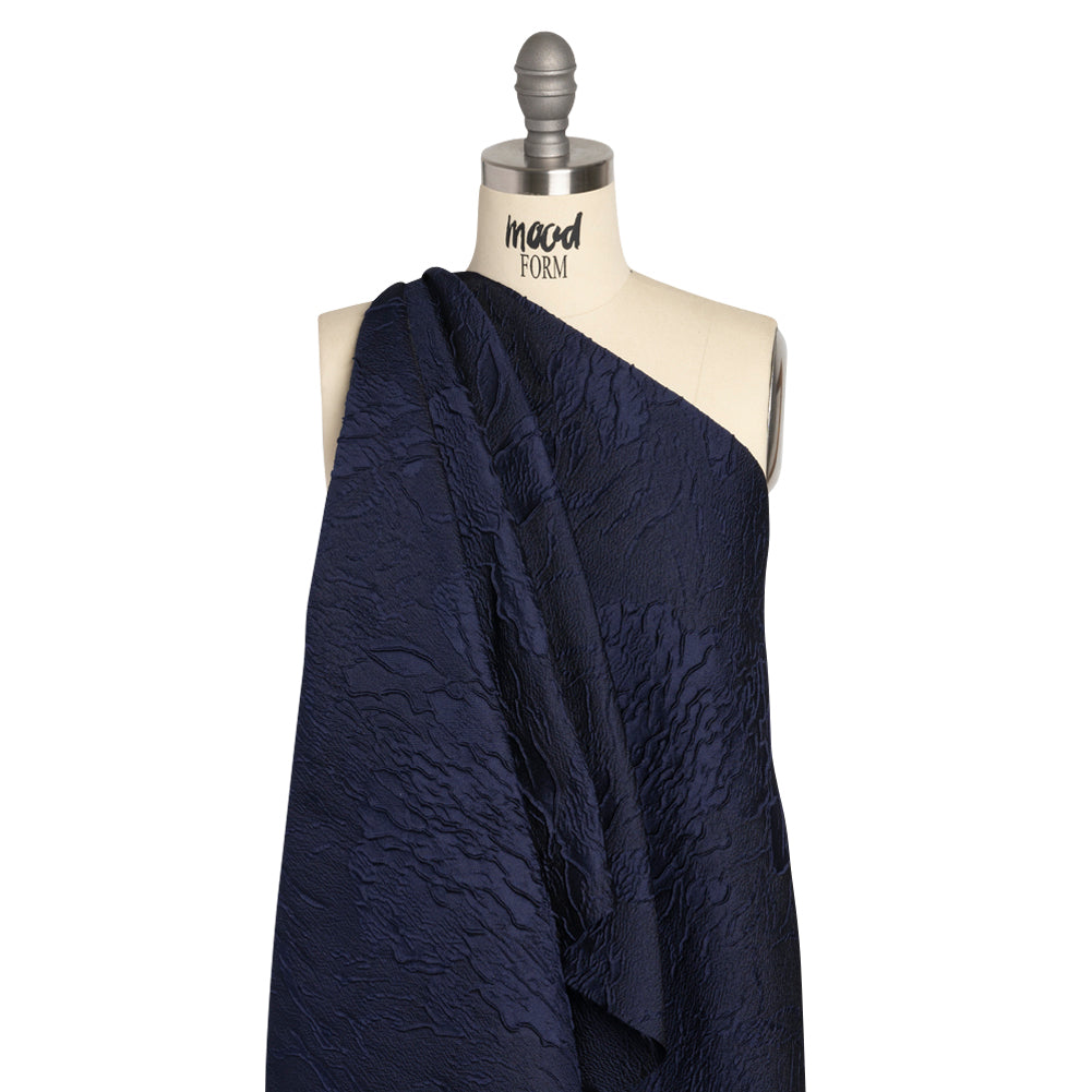 Luminous Navy Crinkled Luxury Brocade Detail Luminous Navy Crinkled Luxury Brocade Detail