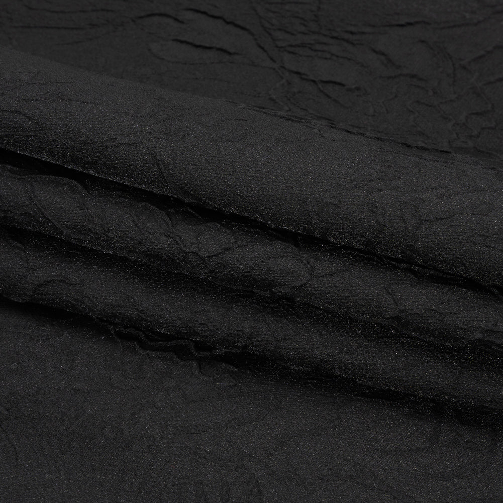 Luminous Black Crinkled Luxury Brocade Full Luminous Black Crinkled Luxury Brocade Full