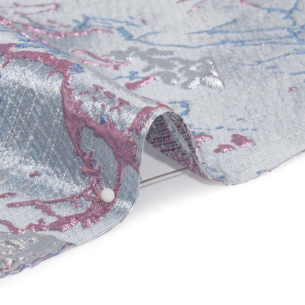 Metallic Blue and Light Purple Flower Clippings Luxury Brocade - Folded Metallic Blue and Light Purple Flower Clippings Luxury Brocade - Folded