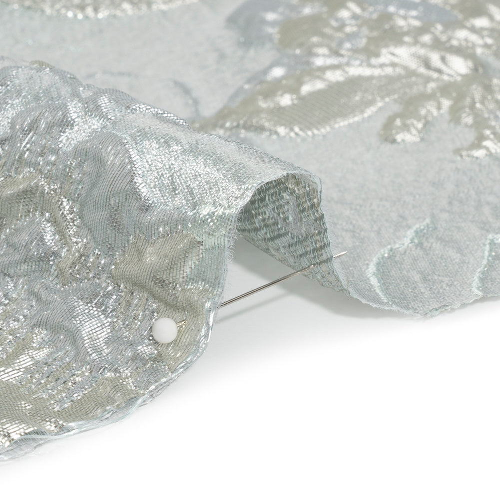 Metallic Silver and Gray Flower Clippings Luxury Brocade - Folded Metallic Silver and Gray Flower Clippings Luxury Brocade - Folded