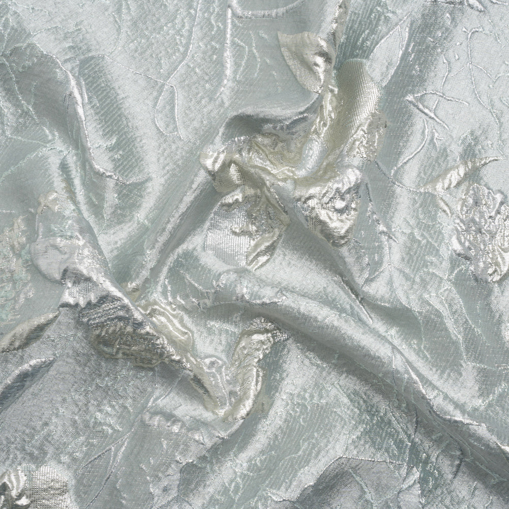 Metallic Silver and Gray Flower Clippings Luxury Brocade Metallic Silver and Gray Flower Clippings Luxury Brocade